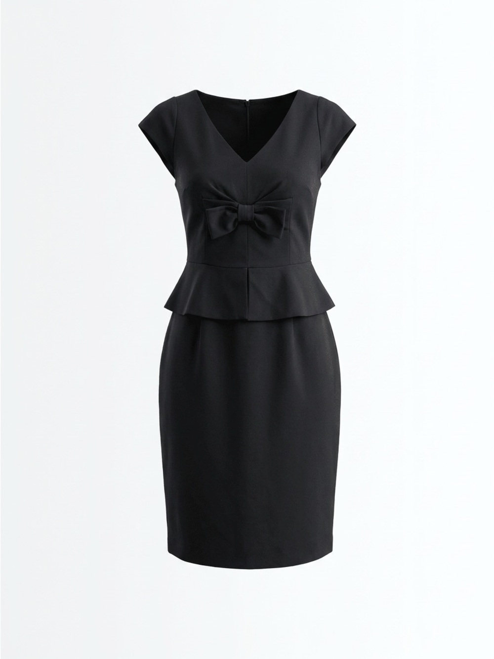VTG  1960Ann Fredric Ltd. Women's Black Peplum Cocktail Dress ILGWU Union Tag S
